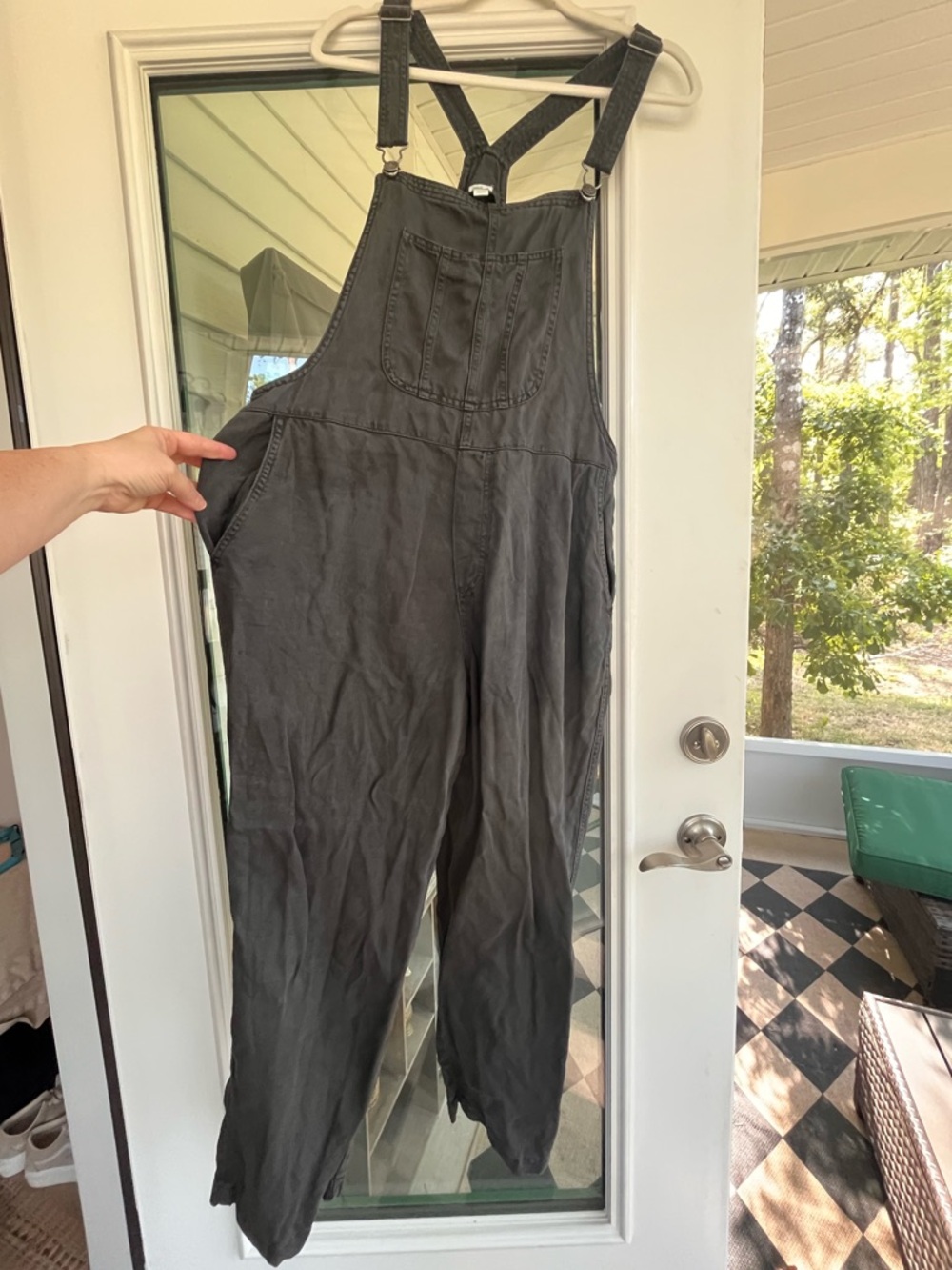 Aerie Charcoal Gray Overalls | Relaxed Fit Utility Jumpsuit Size Large